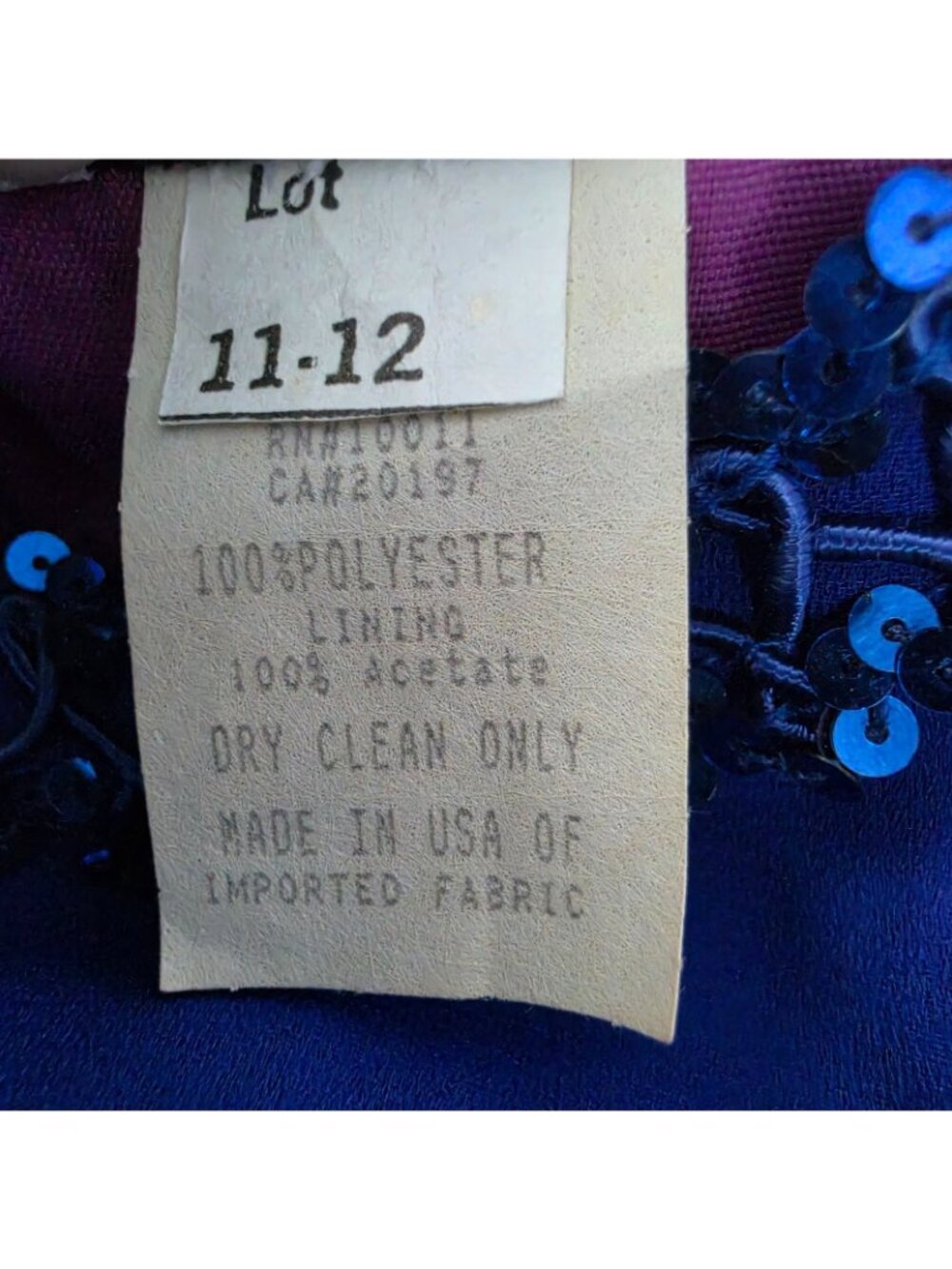 Vintage After Dark Blue Sequin Bow Peplum Dress Womens 11/12 80s 90s Cocktail - Picture 11 of 16